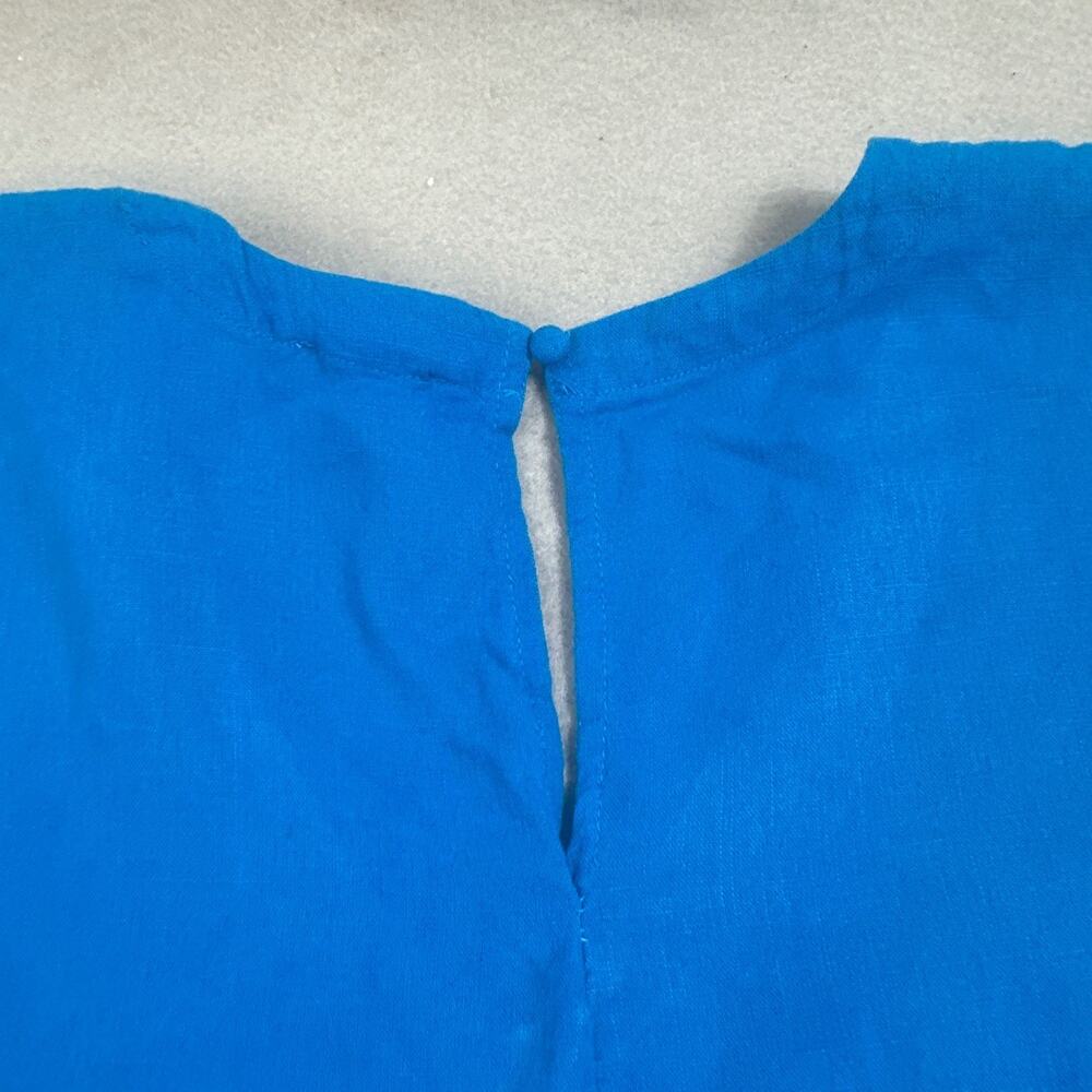 Umgee Blue Linen Blend Tiered Ruffle Romper V-Neck Drawstring A0244 Womens Small - Picture 11 of 16